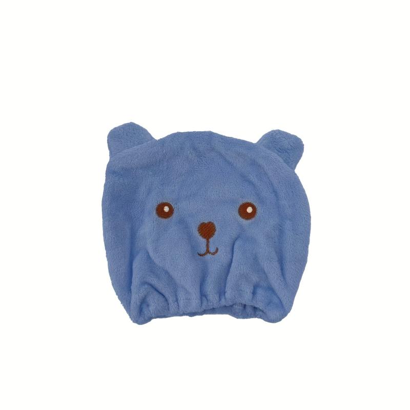 Cartoon Bear Hair Dryer Cap Coral Velvet Hair Quick Drying Wrap Headband