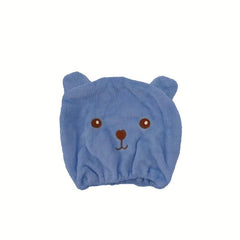 Cartoon Bear Hair Dryer Cap Coral Velvet Hair Quick Drying Wrap Headband