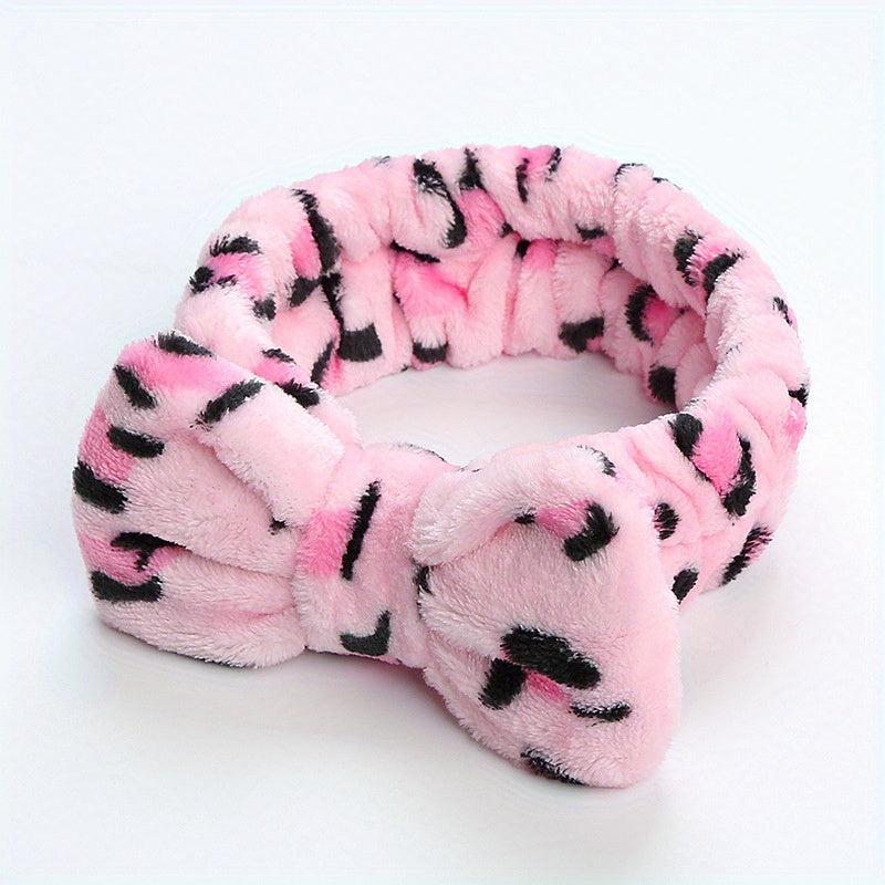 3pcs Bowknot Plush Headband Wash Face Spa Coral Fleece Head Hoop