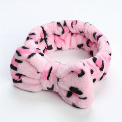 3pcs Bowknot Plush Headband Wash Face Spa Coral Fleece Head Hoop