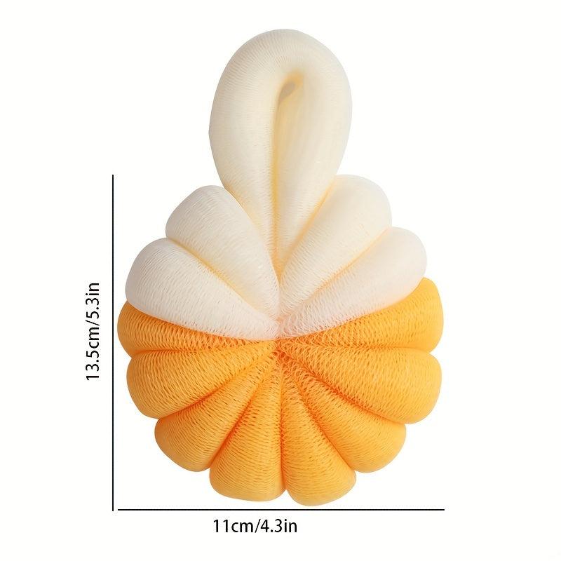 Pumpkin Shaped Bath Sponge with Mesh Ball for Body Wash - Bathroom Accessory