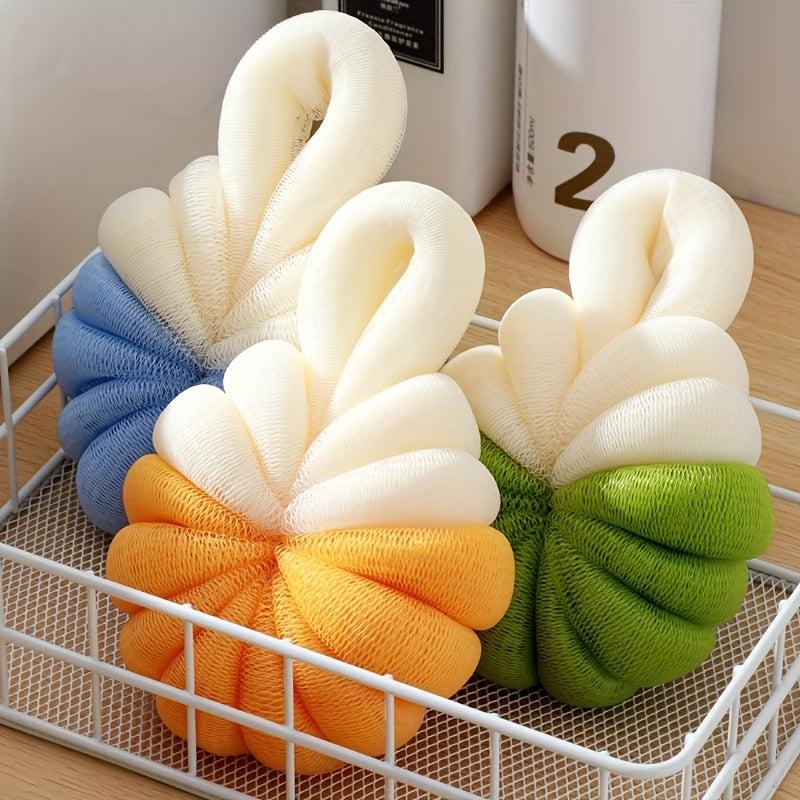 Pumpkin Shaped Bath Sponge with Mesh Ball for Body Wash - Bathroom Accessory