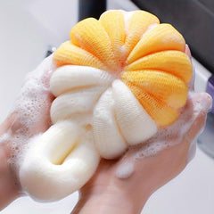 Pumpkin Shaped Bath Sponge with Mesh Ball for Body Wash - Bathroom Accessory