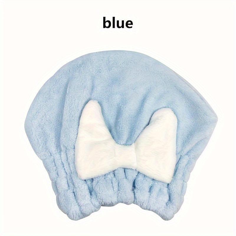 Hair Drying Towel Wrap with Bow Knot Shower Cap for Curly Long Hair