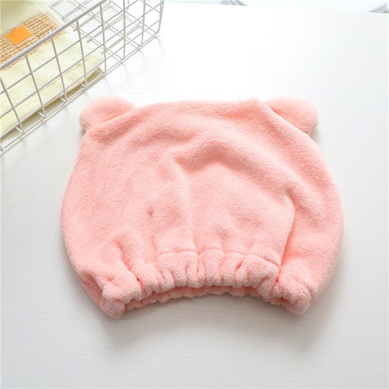 Cartoon Bear Hair Drying Cap Soft Quick Dry Hair Cap For Girls Women