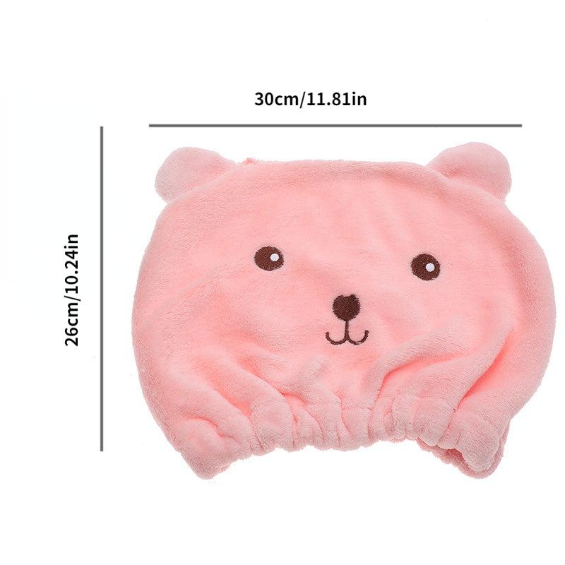 Cartoon Bear Hair Drying Cap Soft Quick Dry Hair Cap For Girls Women
