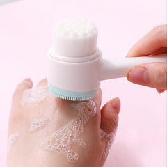 3D Double Sided Face Wash Brush & Silicone Cleansing Brush