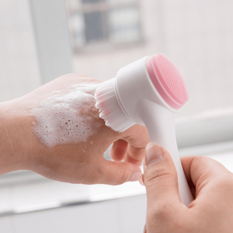 3D Double Sided Face Wash Brush & Silicone Cleansing Brush