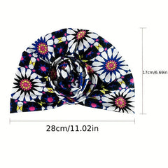 Flower Print Shower Cap Waterproof Hair Hat for Women - Spa Salon Use