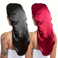2pcs Long Satin Bonnet Silk Bonnet Hair Bonnet For Sleeping