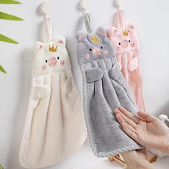 4pcs Microfiber Hand Towels Little Pig Towel Absorbent Kitchen & Bathroom Towel
