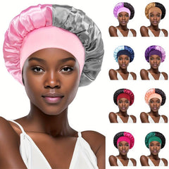 Two Tone Satin Bonnet for Women Braids Curly Hair