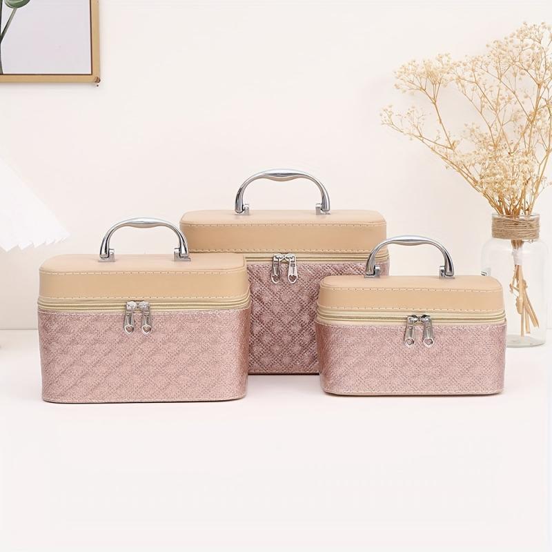 3pcs Makeup Case Set Portable Cosmetic Storage Travel Organizer Large Capacity