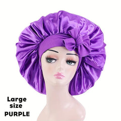 Large Satin Bonnet Silk Night Sleeping Cap Long Satin Bonnet With Head Tie Band