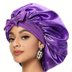 Large Satin Bonnet Silk Night Sleeping Cap Long Satin Bonnet With Head Tie Band