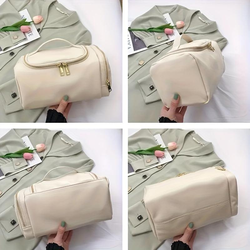 Large Capacity Waterproof Makeup Bag with Handle and Side Pocket