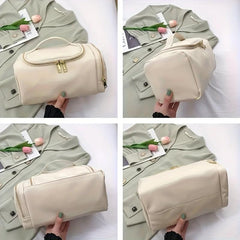 Large Capacity Waterproof Makeup Bag with Handle and Side Pocket