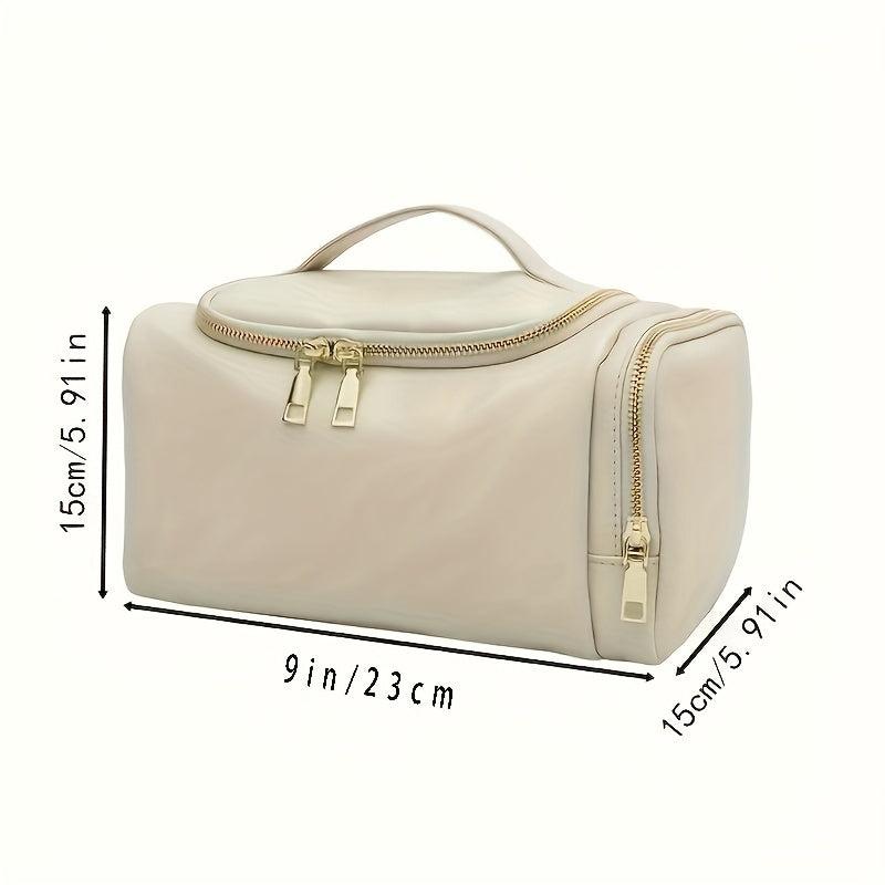 Large Capacity Waterproof Makeup Bag with Handle and Side Pocket