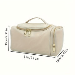 Large Capacity Waterproof Makeup Bag with Handle and Side Pocket