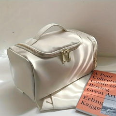 Large Capacity Waterproof Makeup Bag with Handle and Side Pocket