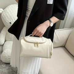 Large Capacity Waterproof Makeup Bag with Handle and Side Pocket