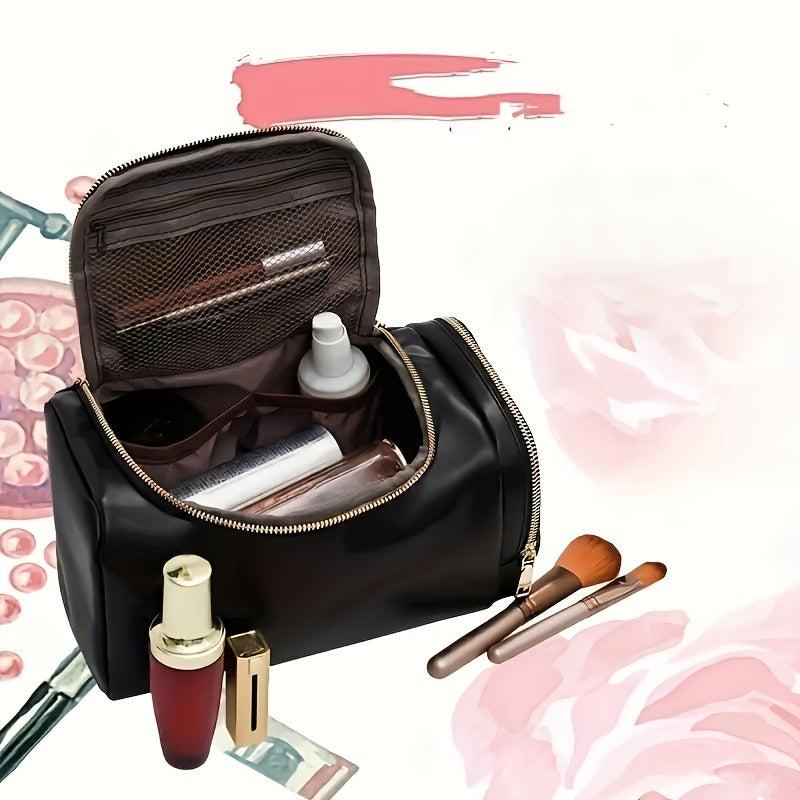 Large Capacity Waterproof Makeup Bag with Handle and Side Pocket