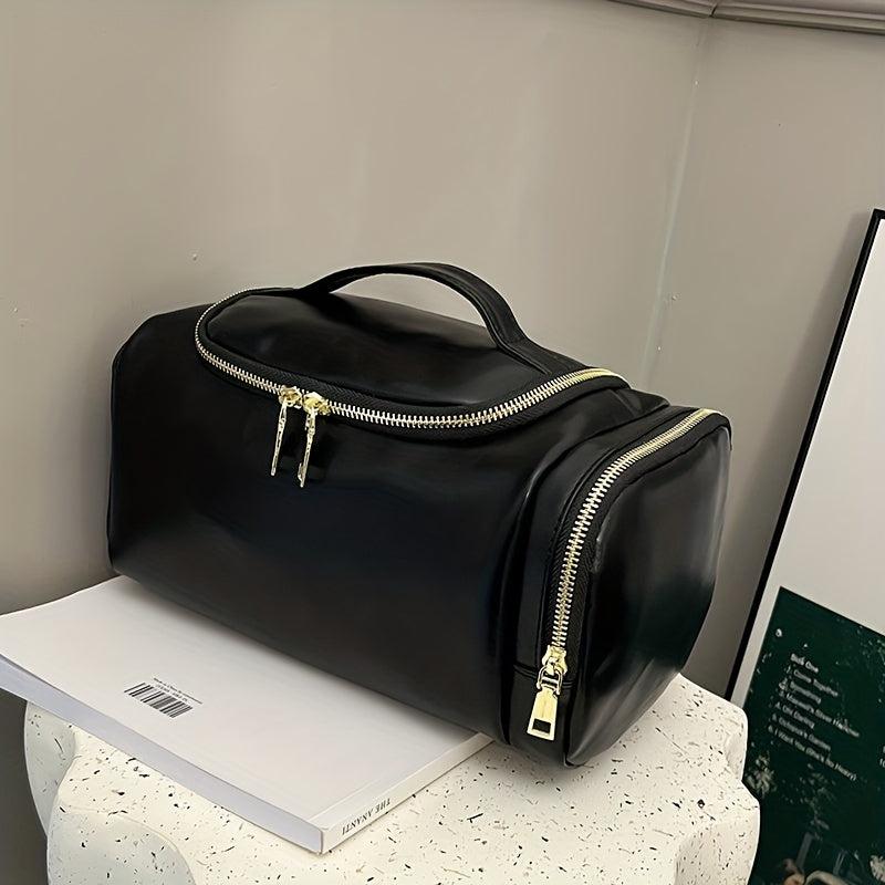 Large Capacity Waterproof Makeup Bag with Handle and Side Pocket