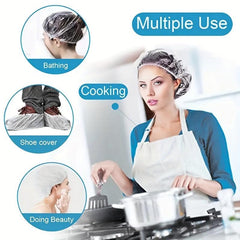 100 Pcs Disposable Shower Caps Waterproof Bath Caps Elastic Band Hair Hat