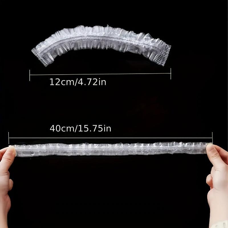 100 Pcs Disposable Shower Caps Waterproof Bath Caps Elastic Band Hair Hat