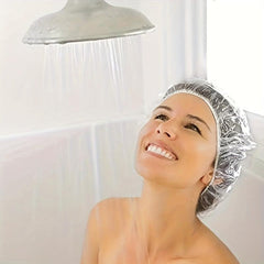 100 Pcs Disposable Shower Caps Waterproof Bath Caps Elastic Band Hair Hat