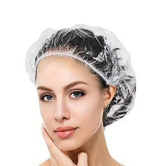 100 Pcs Disposable Shower Caps Waterproof Bath Caps Elastic Band Hair Hat