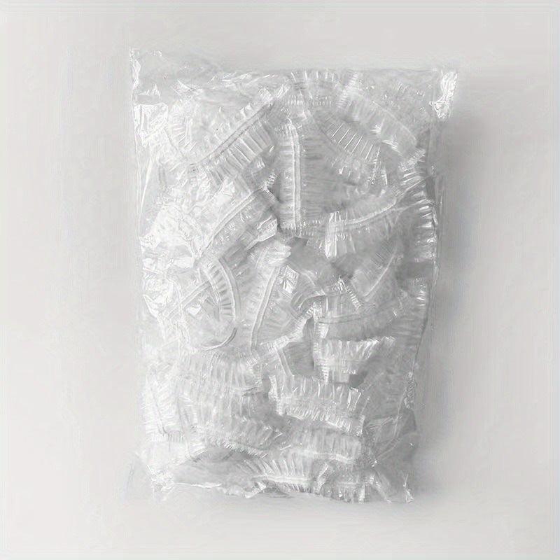 100 Pcs Disposable Shower Caps Waterproof Bath Caps Elastic Band Hair Hat