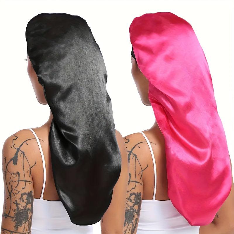 2pcs Long Satin Bonnet for Natural Hair Extra Large Size