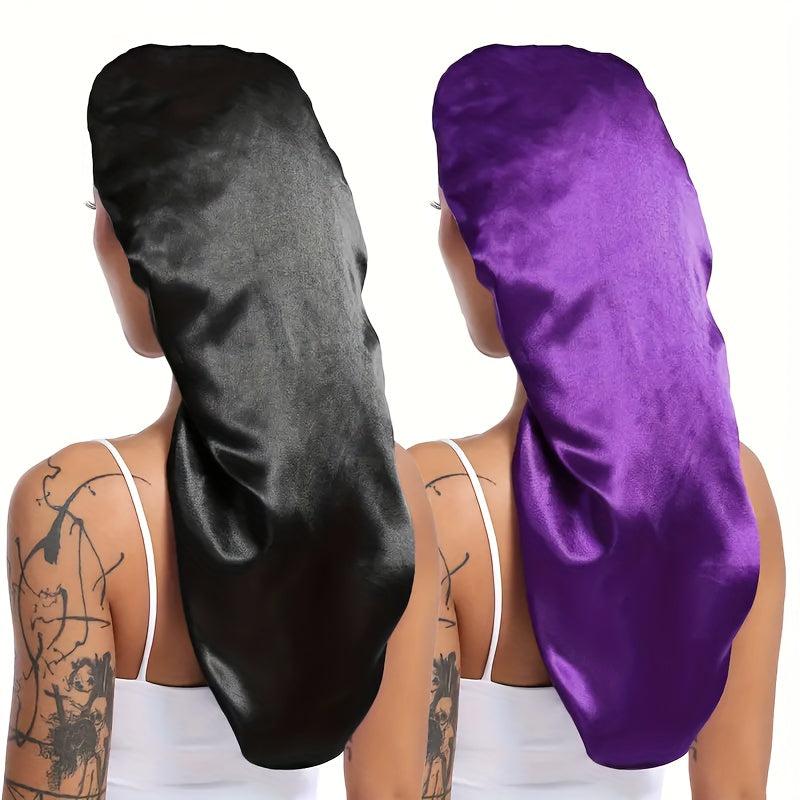 2pcs Long Satin Bonnet for Natural Hair Extra Large Size
