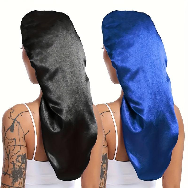 2pcs Long Satin Bonnet for Natural Hair Extra Large Size