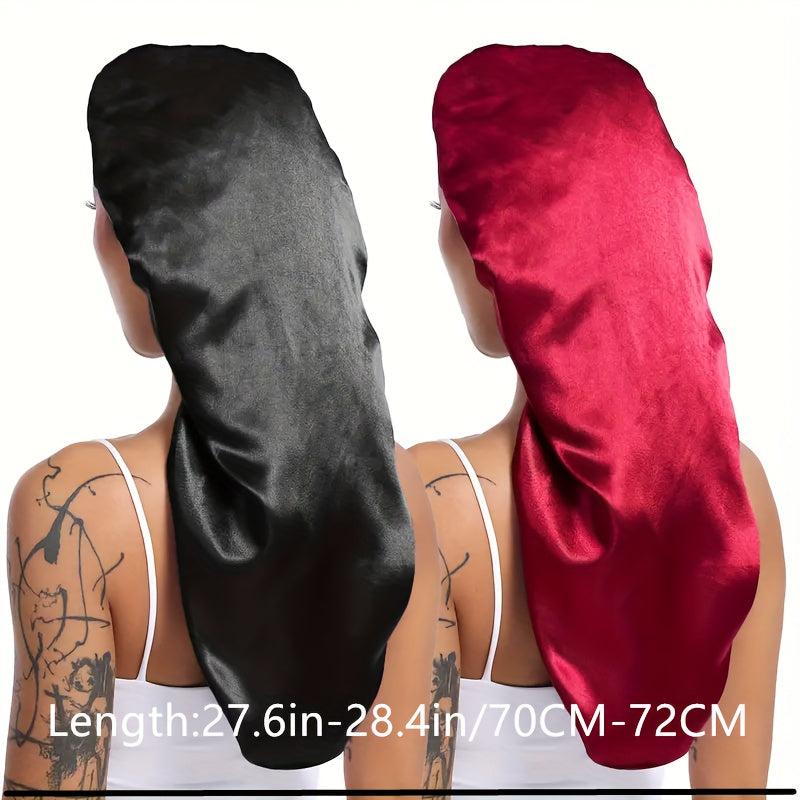 2pcs Long Satin Bonnet for Natural Hair Extra Large Size