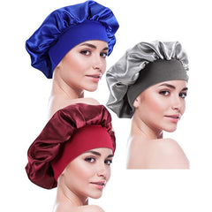 Stretchable Satin Hair Bonnet Shower Cap for Women