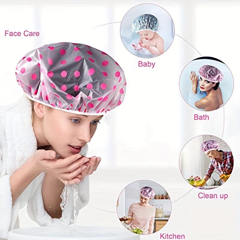 6pcs Waterproof Shower Caps Reusable Elastic Large Size