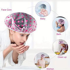 6pcs Waterproof Shower Caps Reusable Elastic Large Size
