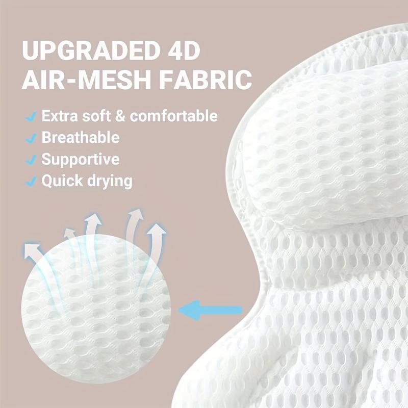4D Air Mesh Non Slip Bath Pillow for Head Neck and Back Support