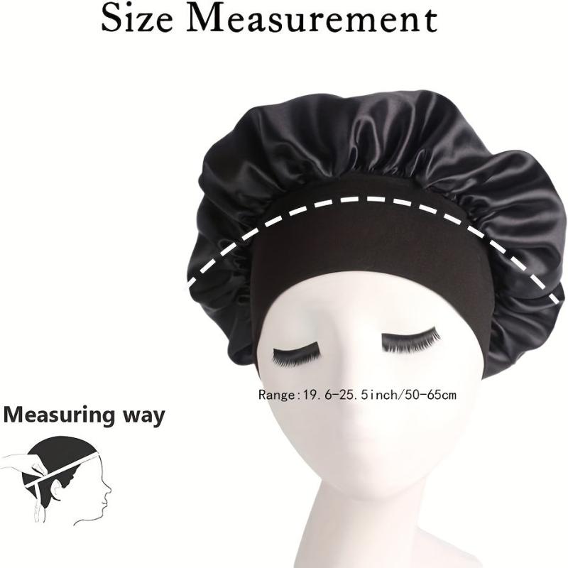 2pcs Satin Silk Nightcaps with Elastic Band for Curly Hair