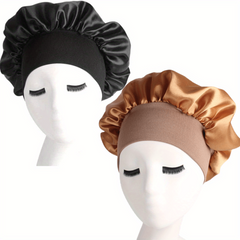 2pcs Satin Silk Nightcaps with Elastic Band for Curly Hair