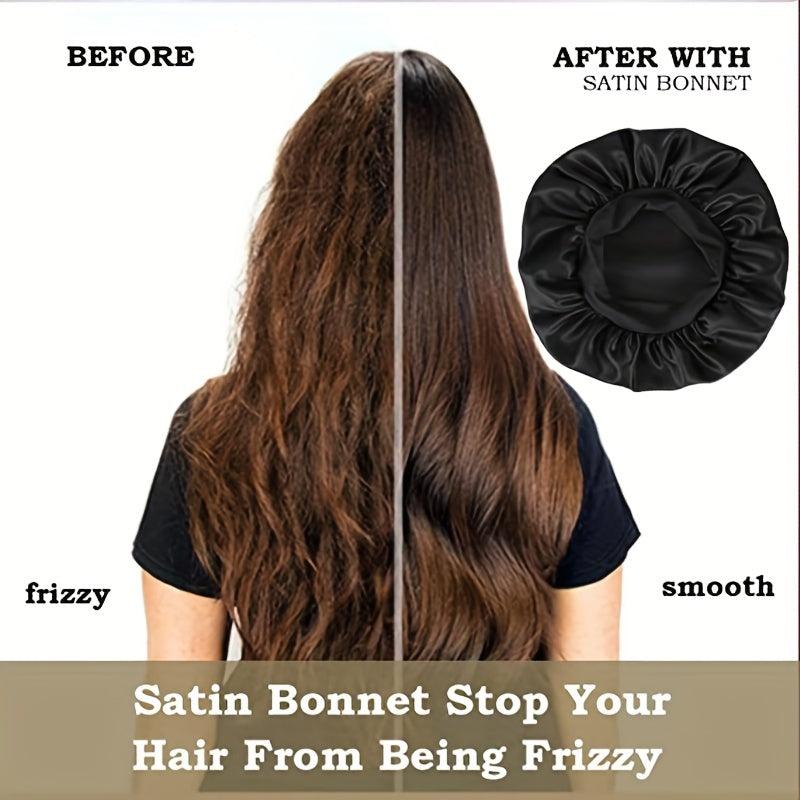 2pcs Satin Silk Nightcaps with Elastic Band for Curly Hair