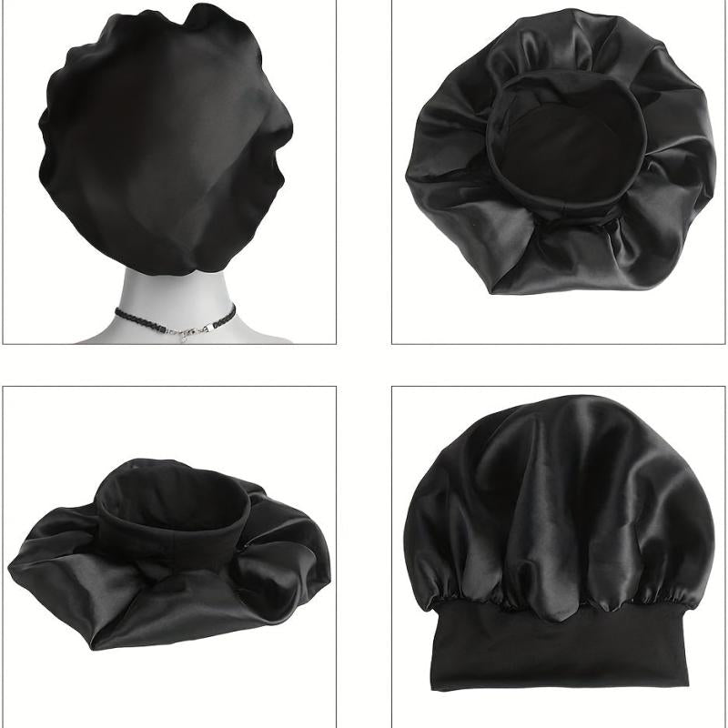 2pcs Satin Silk Nightcaps with Elastic Band for Curly Hair