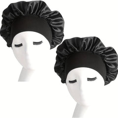 2pcs Satin Silk Nightcaps with Elastic Band for Curly Hair