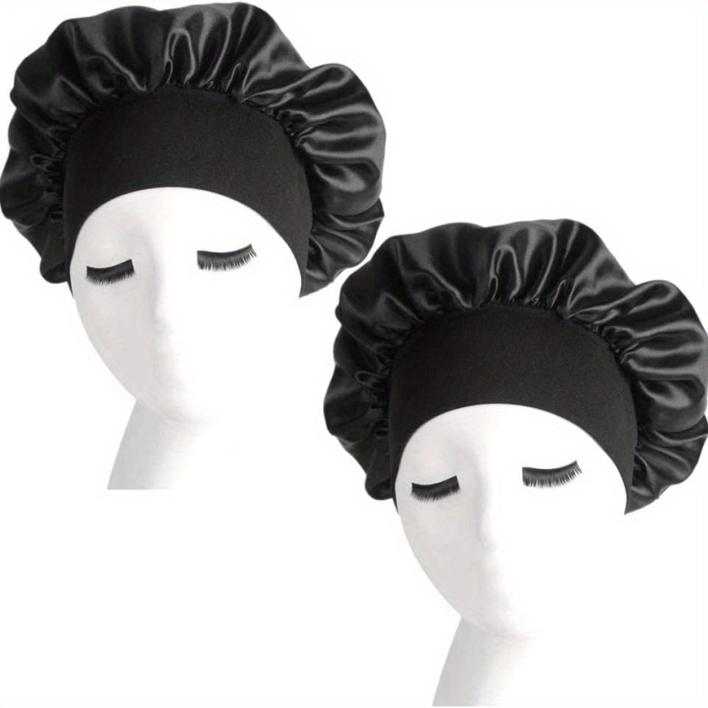 2pcs Satin Silk Nightcaps with Elastic Band for Curly Hair