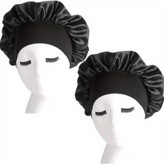 2pcs Satin Silk Nightcaps with Elastic Band for Curly Hair
