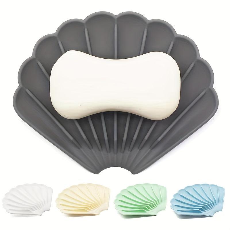 Silicone Shell Soap Dish Holder Non-slip Bathroom Punch Soap Pad