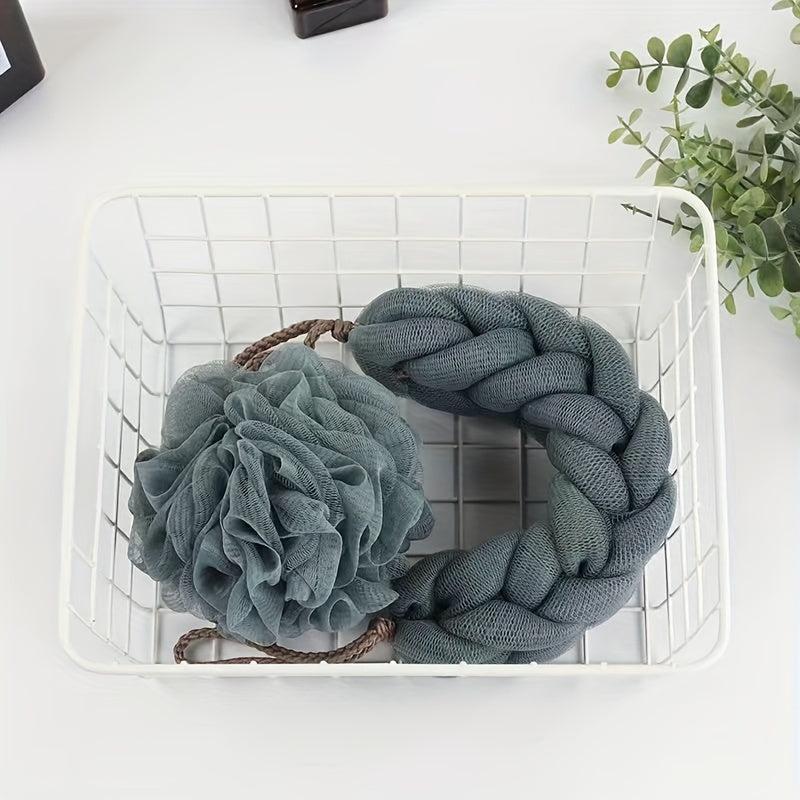 2 PCS Bath Sponge Puffs Set - Spa Puff Scrubber Ball for Face Body