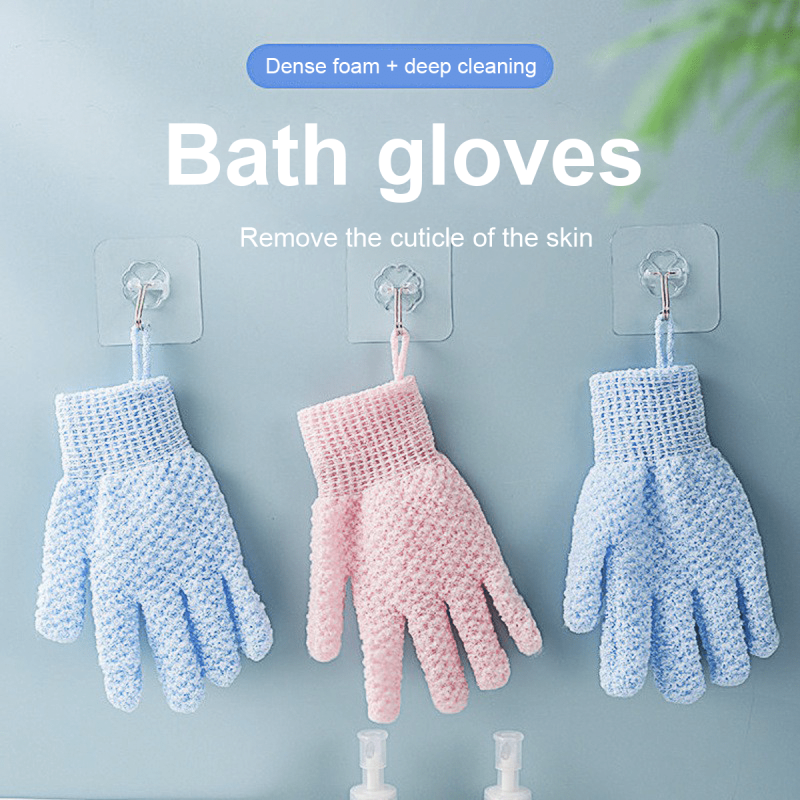 2pcs Exfoliating Gloves Body Shower Exfoliator Scrub Mitt